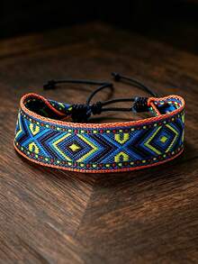 Spring/Summer New Women's Vintage Handmade Woven Bracelet, Colorful Mixed Nepal Bohemian Artistic Style Printed Fabric Hand Rope Bracelet Jewelry - Color 2 - View 6