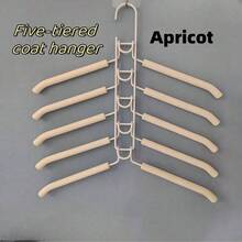 10/5/2/1-Pack Metal Thickened Space-Saving Hangers, 5-In-1 Multi-Layer Design, With Non-Slip Foam Pads, Suitable For Coats, Sweaters, Suits, And T-Shirts(Black, Gray, Apricot.) - Multicolor - View 10