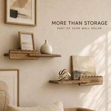 Wooden Wall-Mounted Display Shelf, Wavy Edge Floating Storage Rack, Home Decor, Bedroom Kitchen Bathroom Use, Wall Storage Organizer, Small Decorative Item Display Shelf - View 8