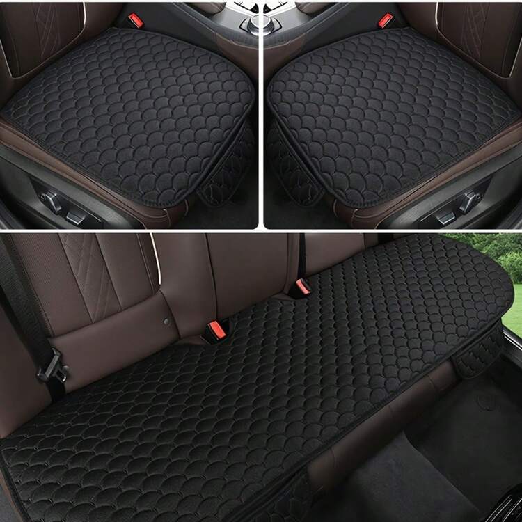 1件/2件/3件/7件亞麻汽車座椅套，通用後座坐墊，防滑、不束縛、耐用舒適，四季適用，車內配件 - A - 查看 17
