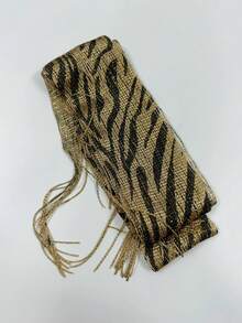 1pc Tassel Shiny Zebra & Leopard Print Scarf, All-Season Versatile Multi-Use Party Evening Dress Ribbon Long Scarf - Zebra and Leopard Print Style - View 16