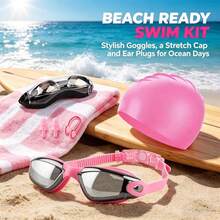Adult Swim Goggles And Swim Cap Set, High Definition Anti-Fog Electroplated Swimming Goggles For Men And Women, Nose Clip And Earplugs Set - Multicolor - View 12