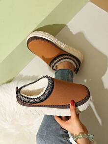 12+ Girls Bohemian Style Brown Trim Platform Snow Boots, Tire Tread ...