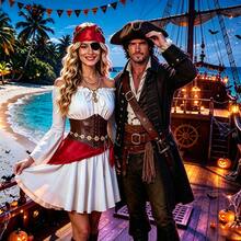 9-Piece Women's Pirate Costume Accessory Set Halloween Outfit Accessories Adult Set (Clothing Not Included) - Multicolor - View 6