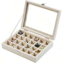 1 Classic Simple Gray Dustproof Jewelry Accessory Storage Box, Packaging Box, Ring Earring Necklace Bracelet Storage Box, Women's Travel Essential Gift, Back-To-School Season Gift - Grey - View 4