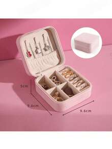 1 Pink Minimalist PU Leather Portable Jewelry Box, Suitable For Women To Store Rings, Necklaces, And Jewelry, Perfect For Travel. Multi Layer Large Capacity Earrings, Studs, Rings, Earrings, Rings, Necklaces, Christmas Gifts For Girls - A - View 3