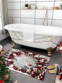 Christmas Colorful Ball Print Doormat, Non-Slip, Absorbent, Easy To Clean, Rectangular Entryway Mat, Christmas Winter Holiday Decor Foot Mat - Multicolor - View 6