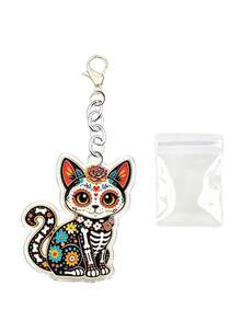 Keychain, Bag Charm, Hanging Accessory, For Bags Or Keys, Skull, Flower, Cat, Girls, Students, Casual Outing, Halloween, Christmas, Gift - Multicolor - View 15