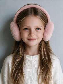 1Pc Kids Winter Earmuffs Warm Ear Muff Girls Boy Cute Furry Ear Warmers Foldable Ear Covers For Cold Weather - Multicolor - View 2