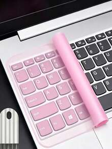 Ultra-Thin Keyboard Protector Film And Keyboard Cleaning Brush, Effectively Protecting Keyboard, Suitable For 15 To 17.0-Inch Laptops. Transparent, Purple, Yellow, Pink, And Blue Multi-Colors Available, Washable And Reusable,Christmas Home Decor - Multicolor - View 1