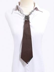 1pc Metal Nameplate Chain Buckle Women's Tie-Free Collar Accessory, Sweet & Cool Y2K Preppy Punk Style Shirt Accessory - Multicolor - View 4