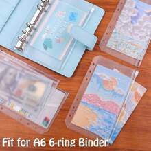 8/16pcs A6 Zipper Transparent Envelopes, Loose-Leaf Binder Pockets, 6-Hole Budget Cash Envelopes Storage Bags, Transparent Zipper Folders Loose-Leaf Bags, For 6-Ring Budget Binders, Waterproof PVC Document Bags Archiving Bags, Reusable Gift Bags, Storage Bags, Document Bags, Receipt Books, Suitable For Home And Office Use, Organization - Sets - View 2