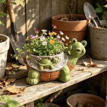 Creative Textured Resin Turtle Planter Decorative Flower Pot Home Balcony Turtle Potted Plant Outdoor Windowsill Yard Garden Turtle Resin Ornament Succulent Flower Pot Gardening Decor - Turtle Planter - View 5