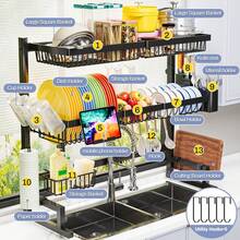 TAIMASI 1 PC Adjustable Space-Saving Over The Sink Dish Drying Rack - Multifunctional Kitchen Dish Rack With Cutting Board Holder, Large Capacity, Easy Installation, Rust-Resistant, Compact Design - Perfect For Kitchen Counter Organizer - View 11