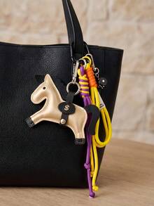 Happy Little Pony Bag Charm, Lucky Dice Bag Accessory With "Money Coming Soon" Meaning, Backpack Keychain Pendant, Charming Rope Style Women's Accessory, PU Leather Material, Room Decor, Phone Charm, Holiday Gift And Present - Multicolor - View 2