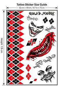 Halloween Scary Temporary Tattoo Stickers, Bloody Scar Spider Web Joker Face Tattoos For Cosplay Party - Red - View 6
