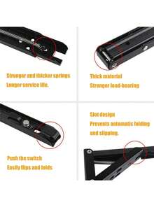 Heavy‑Duty Fold Down Shelf Bracket Metal Triangle Wall Support, Spring‑Assisted Locking Collapsible Bracket For Wall Table, Garage Workbench, Home Storage Shelving, Space‑Saving Hardware Kit - 340mm*133mm - View 7