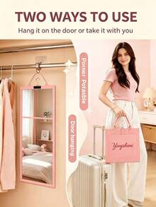 Foldable Full-Length Mirror With Portable Storage Bag, Hanging Door Mirror, Freestanding Or Wall-Mounted Vanity Mirror, High-Definition Imaging, Suitable For Bedroom, Dorm, Travel - Folding Mirror - View 6