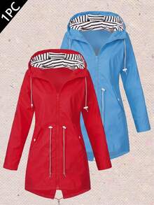Women's Spring/Autumn Outdoor Casual Jacket, Versatile Outerwear, Suitable For Daily, Office, Party Wear - Red - View 10