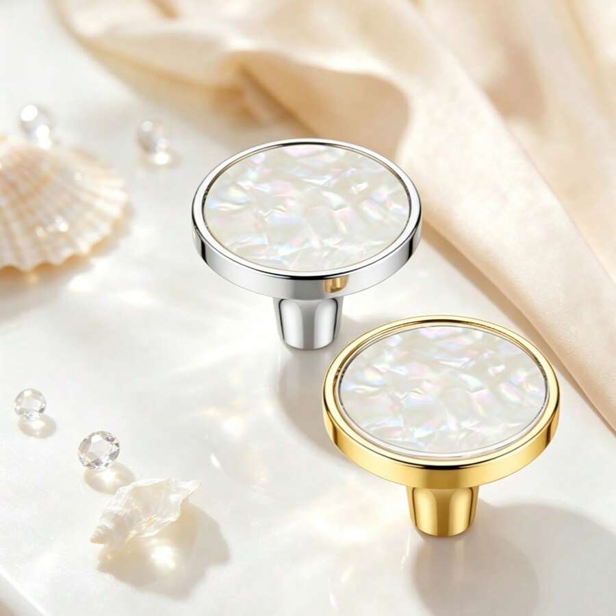 4pcs Shell Texture Ocean Style Single Hole Pull Handles, Modern Minimalist Plastic Knobs For Cabinet, Wardrobe, Jewelry Box, Furniture, Gift Box, Drawer, Cabinet Door - Vintage Handle - View 1