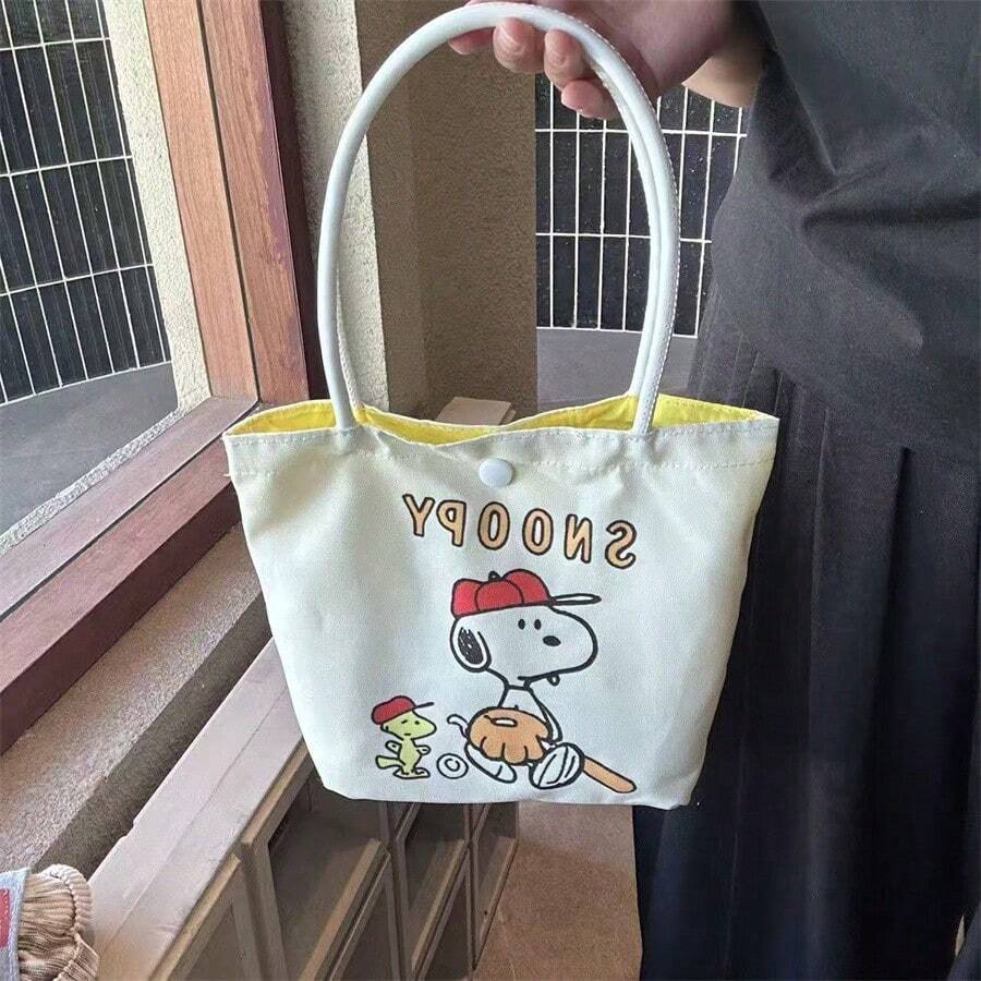 1. Snoopy 條紋帆布托特包,大容量單肩包,可愛多功能手提包,適合工作、休閒、旅行、學校,生日、情人節、母親節的完美禮物,亦可作為聖誕禮物袋 - 彩色 - 查看 1