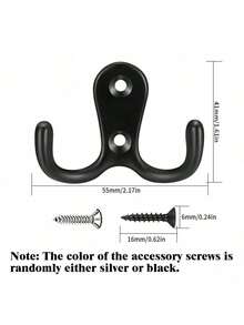 8pcs Black Double Layer Wall Mounted Coat Hooks, Metal Double Claw Hanging Hooks With Screws, Can Hang Hats, Robes, Bags, Towels, For Home Storage - Hook - View 11