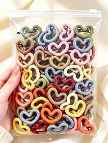 20pcs Random Color Sweet Heart Hair Clips, Cute Vintage Hair Ornaments - Suitable For Girls, For Daily Wear, Dates And Back-To-School Season - Multicolor - View 1