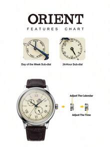 Orient RA-AK0702Y10B Automatic Mechanical Watch Cream Roman Dial Brown Embossed Strap Men Wrist Watch - Silver - View 8