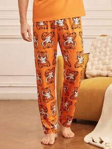 Notgurli 4pcs Brothers' Set: Men's Pajamas – Fun, Comfortable Animal Print: Tiger And Giraffe Loungewear For Autumn/Winter House Party - Multicolor - View 14