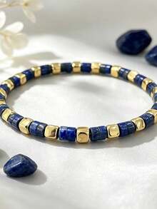 Gelang Lapis Lazuli Alami, Menarik Kekayaan dan Keberuntungan, Cocok untuk Pemakaian Sehari-hari dan Gelang Karir - Biru - View 4