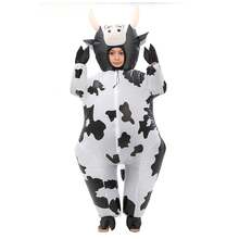 Disfraz inflable de vaca para fiesta de Halloween y Navidad, disfraz inflable unisex, atuendo personalizado para vacaciones, inflador incluido, batería no incluida - Vaca - Ver 13