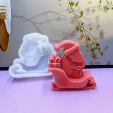 1pc Sleigh Santa Claus Aromatherapy Candle Silicone Mold, Christmas DIY Handmade Candle Diffuser Ornament Decor Silicone Mold - White - View 4