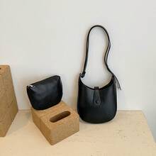 Vintage Casual Men's Crossbody Bag, Simple Versatile Large Capacity Shoulder Bag, Lightweight Durable Textured Commuter Small Sling Bag For Daily Travel - Black - View 5