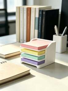 1 buah Organizer Kertas Tempel Meja 4 Lapis yang Dapat Ditumpuk, Cocok untuk Kertas Tempel Persegi, Kotak Penyimpanan Stiker Aneka Warna, Mudah Diakses, Organizer Meja Minimalis, Rak Display Alat Tulis Portabel, Cocok untuk Kantor, Rumah, Tempat Belajar Siswa, Pengorganisasian Alat Tulis Sekolah, Ciptakan Meja yang Bersih dan Rapi, Rak Penyimpanan Klasifikasi Alat Tulis - MultiWarna - View 2