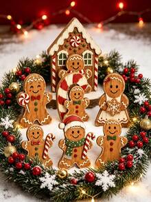 Vintage Distressed Gingerbread Man Figurine, Farmhouse Style Christmas Tabletop Decor, Suitable For Home Holiday Fireplace Mantel Display - A - View 2