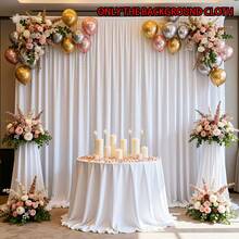 1/2 Pack White Satin Backdrop Curtain, Suitable For Wedding, Birthday Decoration, Available In Multiple Sizes, Solid Color Background Curtain, Suitable For Photography, Birthday Party, Engagement Ceremony, Wedding Celebration Decoration, Ceremony Stage Arrangement, Also Suitable For Living Room, Office, Home And Bedroom Decoration (Hanging Rod Not Included), Suitable For Back To School, Valentine's Day And Other Occasions. - White - View 2