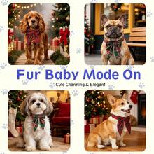 Festive Christmas Dog Collar With Bow Tie, Red Green Plaid Detachable Sailor Bow Dog Collar, Adjustable Durable Buckle Pet Collar For Dogs Xmas Holiday Party Costume Photo Props Daily Use - Multicolor - View 3