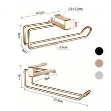 1pc Luxury Gold/Black/Silver Clip-On Paper Towel Holder, No-Drill Installation Kitchen Cabinet Hanging Paper Roll Rack, Modern Metal Under-Cabinet Paper Towel Storage Rack, Suitable For Kitchen Countertop - View 3