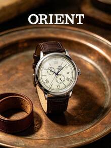 Orient RA-AK0702Y10B Automatic Mechanical Watch Cream Roman Dial Brown Embossed Strap Men Wrist Watch - Silver - View 5