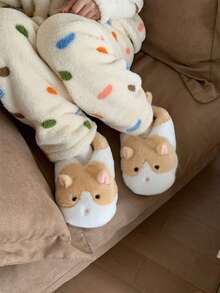 XIXITIAO Cute Closed-Toe Fluffy Hamster Slippers, Soft Animal Cozy Fuzzy Maternity Home Slippers - White Brown - View 4
