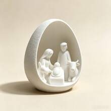 3D Printed Egg Shape Nativity Scene Figurine, Holy Family Birth Of Jesus Tabletop Ornament, Christmas Religious Home Decor - A - View 7