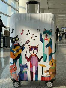 Cat Print Luggage Cover, Fits 18-32 Inch Suitcases. Stretchable, Scratch-Proof & Dustproof, Stylish Decoration For Luggage. - Multicolor - View 19