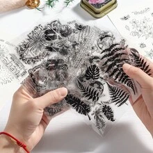 أختام سيليكون شفافة للمخطط، أختام مطاطية نباتية عتيقة، أختام كولاج النباتات الخضراء والزهور - متعدد الألوان - مشاهدة 3