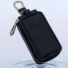 1pc Simple And Portable Car Key Bag Leather Key Protection Case Anti-Loss Universal Key Holder With Waist Strap And Grained Texture - Multicolor - View 13