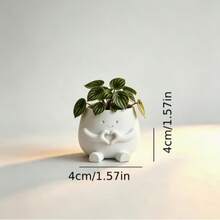 Heart Smile Mini Flower Pot, Cute Healing Style, White Ceramic, Succulent Plant Pot, Desktop Small Ornament Home Decor - A - View 5