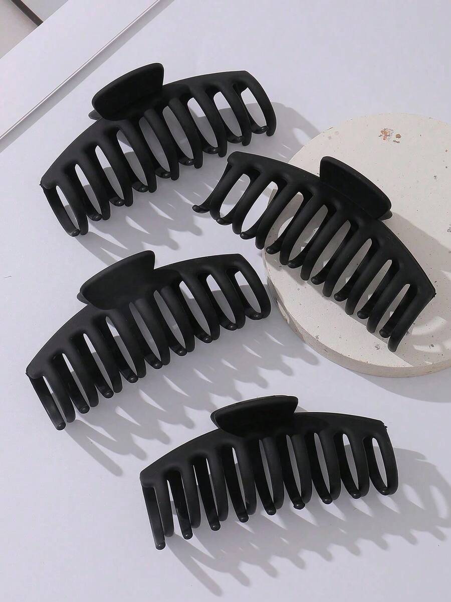 4/3/2pcs Black Fashion Large Hair Clips, Lightweight Plastic Hair Clips, Multi-Functional Fashion Hair Accessories, Women's Hair Accessories - Black - View 1