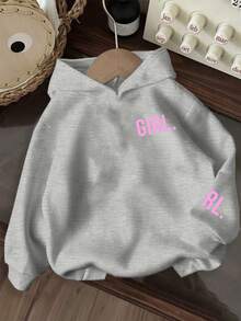 Tween Girl Fun Print Sweatshirt, Warm & Comfortable Thermal Lined Pullover Sweatshirt For Autumn/Winter - Grey - View 5