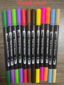 120 Colors 16cm Dual-Tip Marker Set, Ceramic Painting Supplies, Fine Lines And Brush Tips, Soft Heads, Suitable For School, Ceramic Painting, Drawing, Writing, Journaling (Random Pattern Printing, No Complaints Please!) - Multicolor - View 9