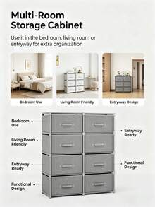 1 Pack Multi-Drawer Sturdy Freestanding Fabric Storage Dresser Cabinet, Modern Neutral Color Vertical Drawer Organizer Unit With Handles For Bedroom Hallway Closet Entryway, Christmas Thanksgiving Home Organization Gift - Multicolor - View 8