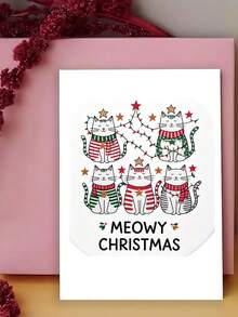 Kartu Ucapan Natal Kucing Lucu, Kartu Natal Menggemaskan dengan 5 Anak Kucing Berbaju Sweater & Lampu Hias, Kartu Natal untuk Pecinta Hewan Peliharaan, Kartu Ucapan Liburan Manis untuk Pemilik Kucing dan Penggemar Kucing - Satu ukuran cocok untuk semua. - View 4